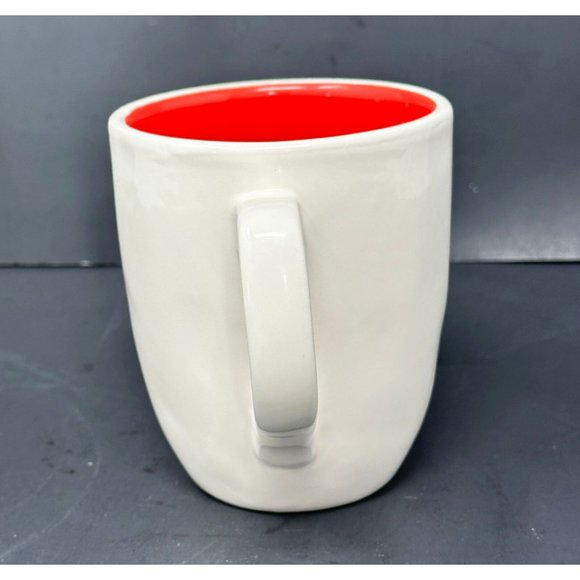RAE DUNN JOY White Coffee Mug Typewriter Font Red Interior 20 oz Christmas - Picture 2 of 7